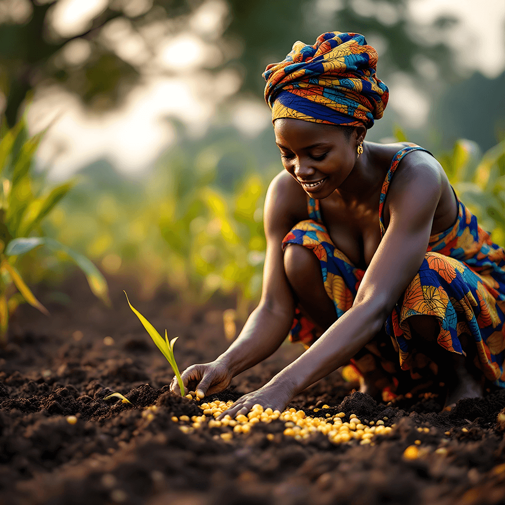 A maize supplier inspecting crops