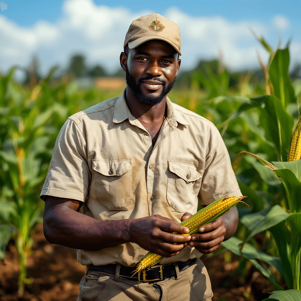 Experienced maize supplier working in the field