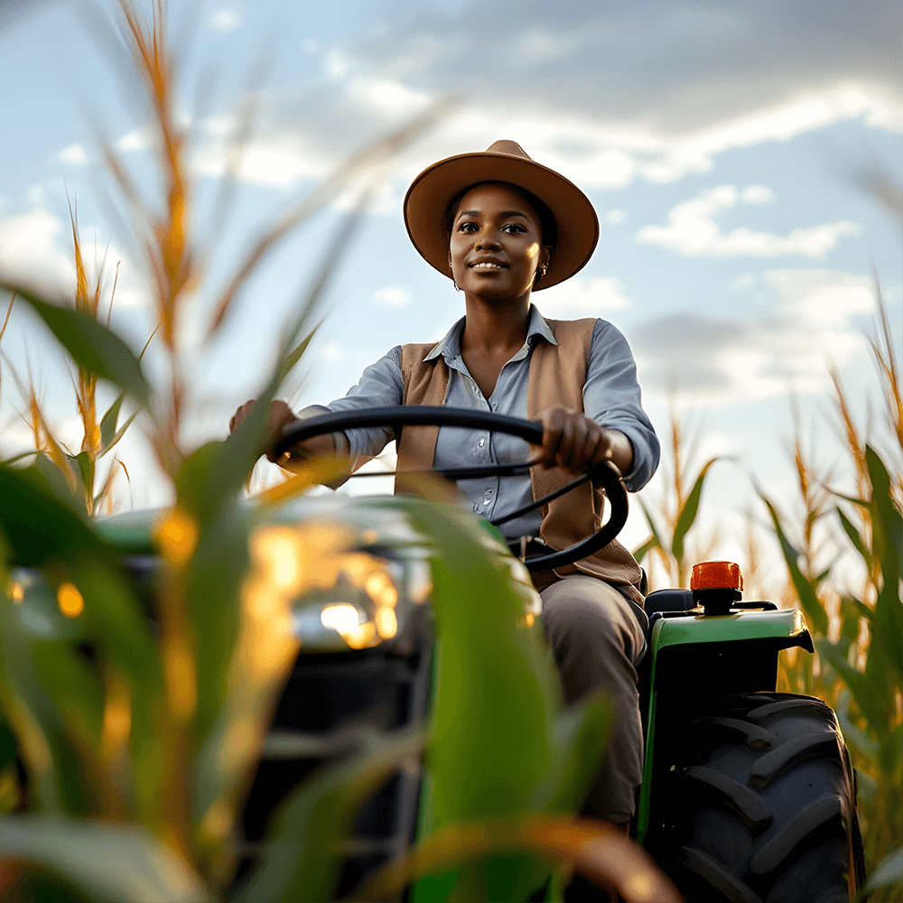 Farm worker harvesting maize for sustainable farming